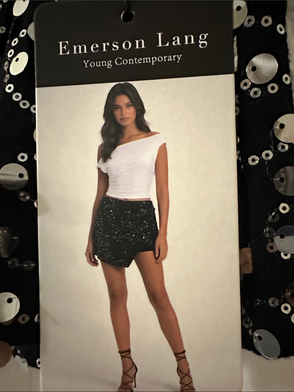 Emerson Lang Black Sequin Mini Skirt/Skort -Small - Picture 3 of 13